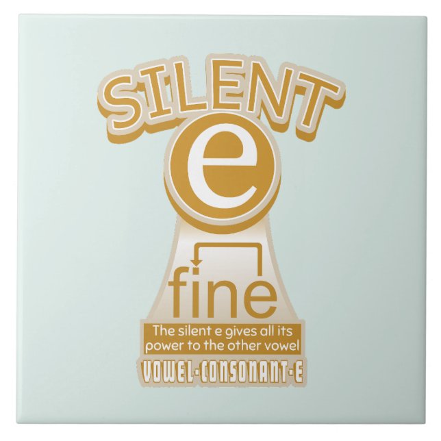 Silent E English Language Phonics Rule Ceramic Tile (Front)