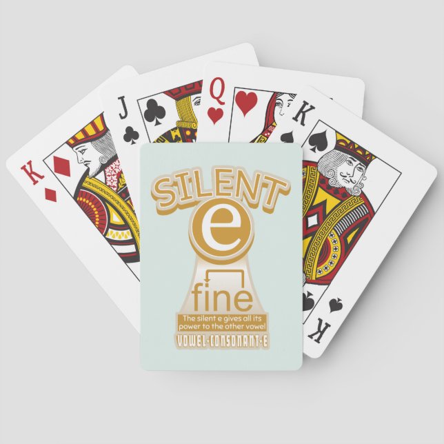 Silent E English Language Phonics Rule Playing Cards (Back)