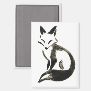 Silent Fox – Minimalist Ink Brush Design on Magnet