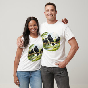 Silent Gathering – Crows on a Park Branch T-Shirt