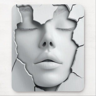 Silent Girl Beneath the Cracked Surface Mouse Pad
