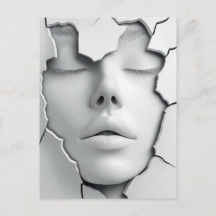Silent Girl Beneath the Cracked Surface Postcard