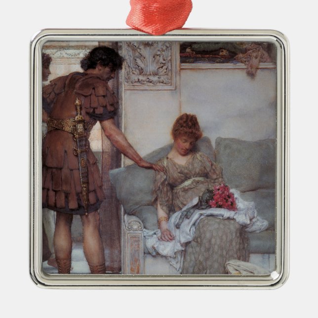 Silent Greeting (by Lawrence Alma-Tadema) Metal Ornament (Front)