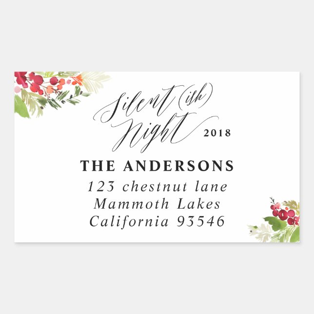 Silent (ish) night Christmas holiday address label (Front)