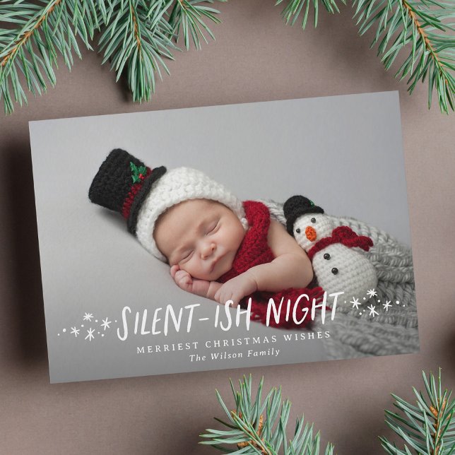 Silent-ish Night Stars Full Photo Baby Christmas Holiday Card (Creator Uploaded)