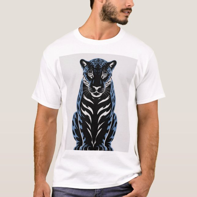 Silent Jaguar - Blue Elegance Design T-Shirt (Front)