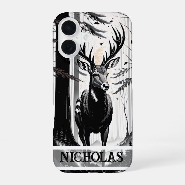 Silent Majesty in the Woods iPhone 16 Case (Back)