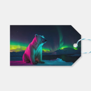 Silent Majesty: Polar Bear Under Northern Lights Gift Tags