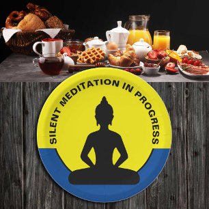 SILENT Meditation in Progress & Buddha Mindfulness Paper Plate
