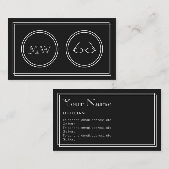 "Silent Movie" Optician Business Cards (Front/Back)