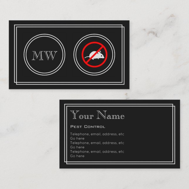 "Silent Movie" Pest Control Business Cards (Front/Back)