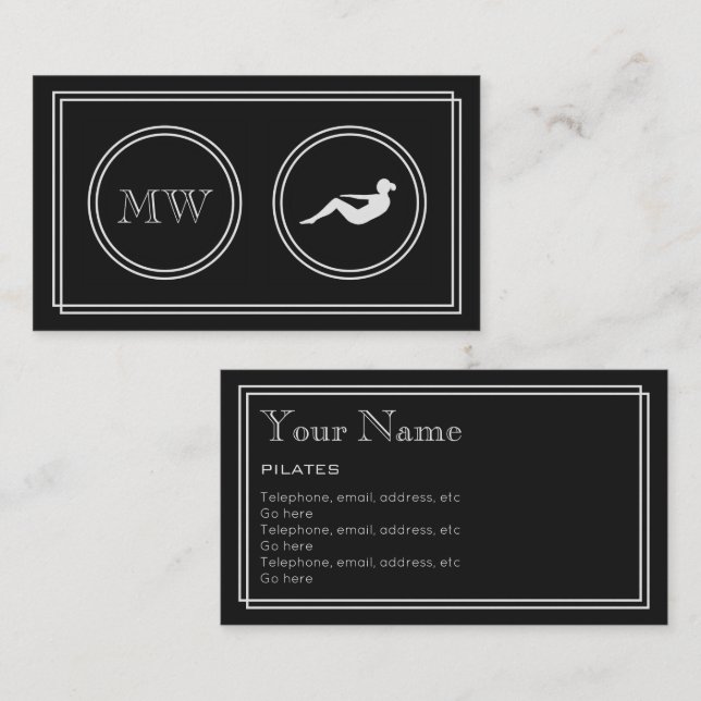 "Silent Movie" Pilates Business Cards (Front/Back)