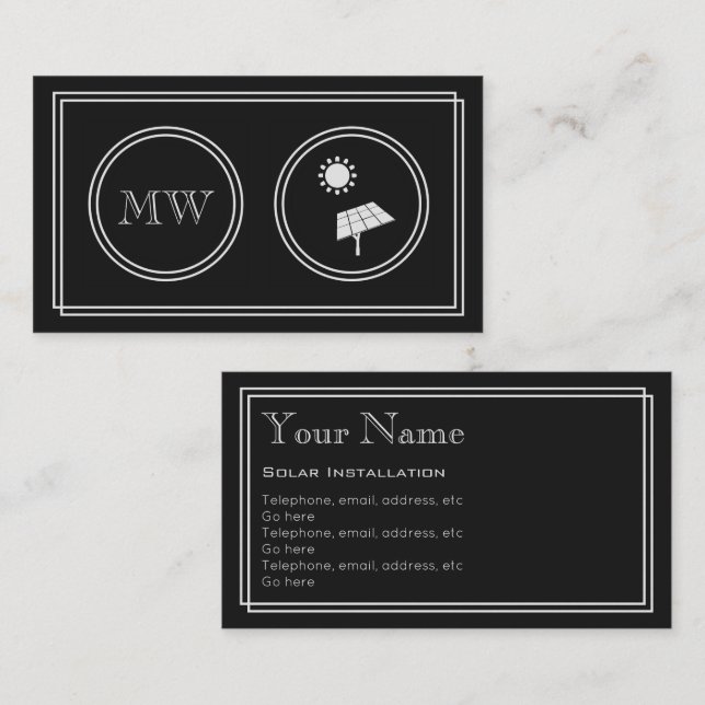 "Silent Movie" Solar Installer Business Cards (Front/Back)