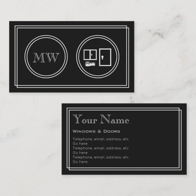 "Silent Movie" Windows and Doors Business Cards (Front/Back)