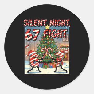 Silent Night 67 Fight Christmas Cartoon Tee Classic Round Sticker