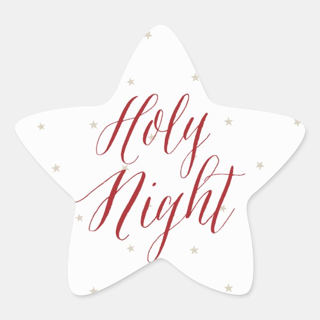 Silent Night All is Calm Christmas Star Sticker (Front)