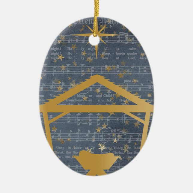 Silent Night Baby Jesus Christmas Personalised Ceramic Ornament (Front)