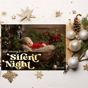 Silent Night Baby's First Christmas Minimal Retro Foil Holiday Card