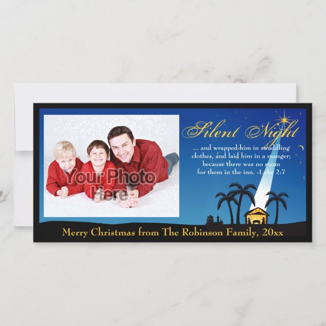 Silent Night Bible Verse Christian Christmas Holiday Card (Front)