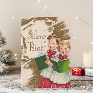 Silent Night Choir Boys Custom Vintage Christmas Holiday Card