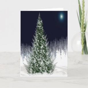 Silent Night Christmas Eve Forest Snowcovered Holiday Card