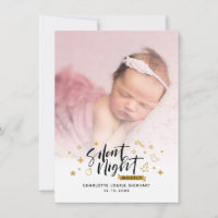 Silent Night Christmas Photo Birth Announcement