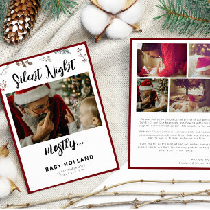 Silent Night Christmas Photo Birth Announcement