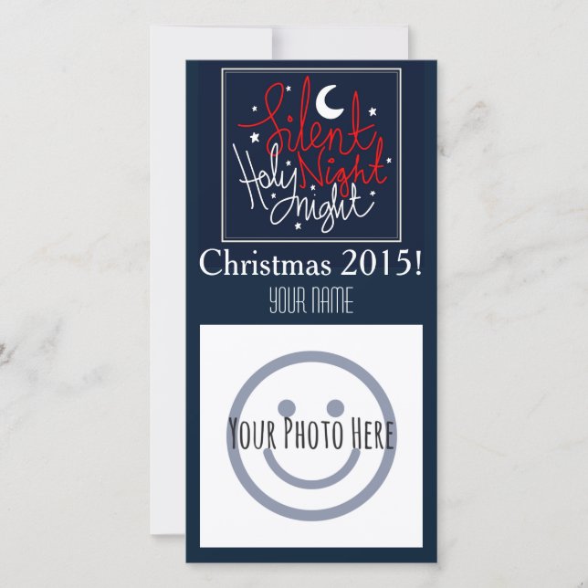 Silent Night Christmas Photo Card (Front)