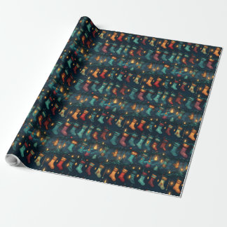 Silent Night Christmas Stockings Wrapping Paper