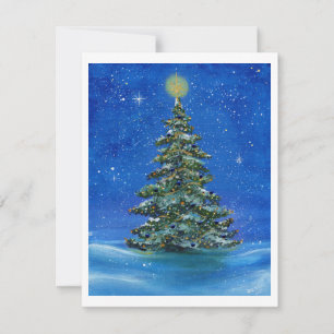Silent night Christmas tree by Renee Lavoie Holiday Card
