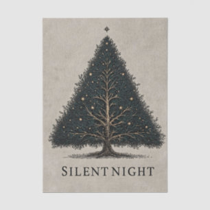 "Silent Night" Christmas Tree Illustration Tissue Paper