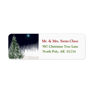 Silent Night Christmas Tree Return Address Label