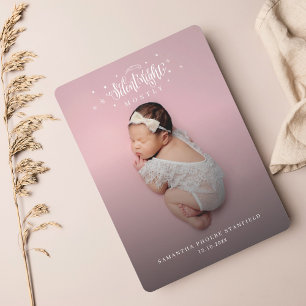 Silent Night Cute Christmas Baby Birth Photo Holiday Card