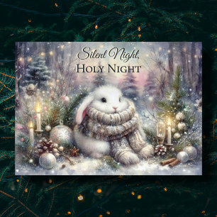 Silent Night Cute Rabbit KJV Bible Verse Christmas Holiday Card