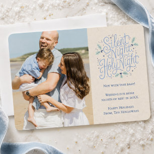 Silent Night Funny Newborn Photo Christmas Holiday Card