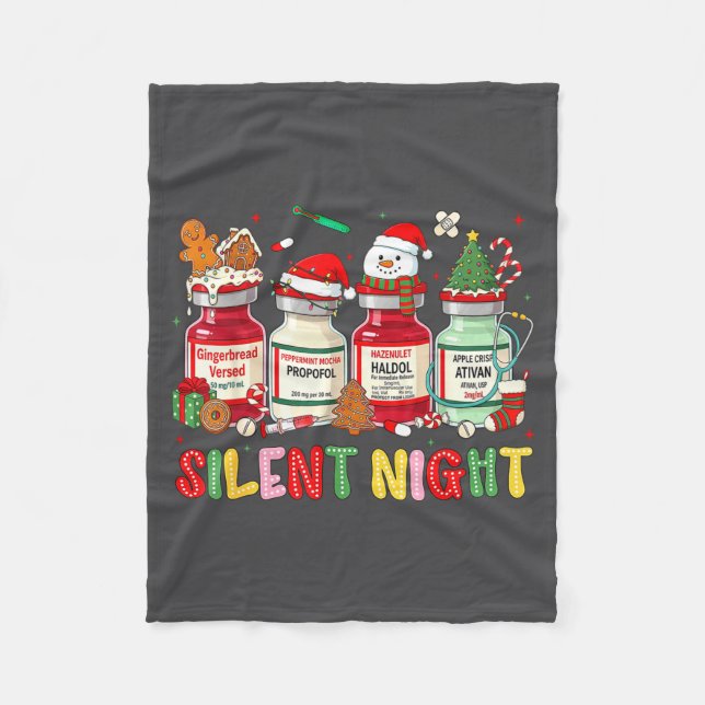 Silent Night Funny Nurse Christmas Design  Fleece Blanket (Front)