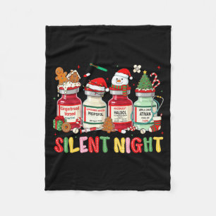 Silent Night Funny Nurse Christmas Design Long Sle Fleece Blanket