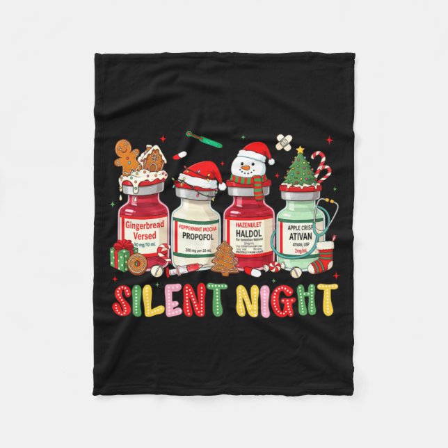 Silent Night Funny Nurse Christmas Design Long Sle Fleece Blanket (Front)