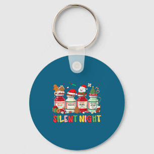 Silent Night Funny Nurse Christmas Design Long Sle Key Ring