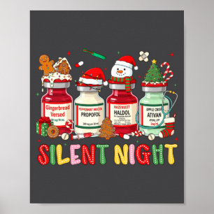 Silent Night Funny Nurse Christmas Design Long Sle Poster