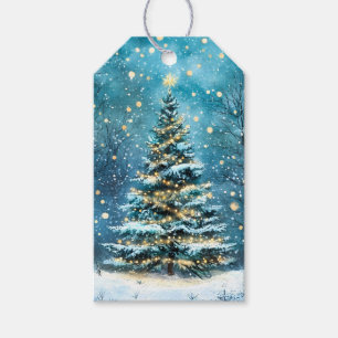 Silent Night Glow Bright Christmas Forest Tree Gift Tags