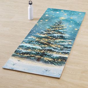 Silent Night Glow Bright Christmas Forest Tree Yoga Mat