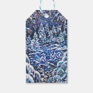 Silent Night Hand-painted Watercolor Winter Forest Gift Tags