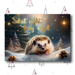 Silent Night Hedgehog Winter Wonderland Christian  Holiday Card