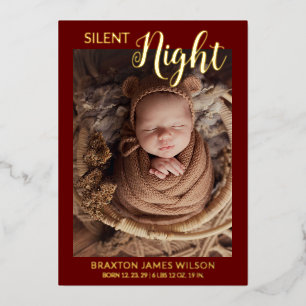 Silent Night Holiday Photo Baby Announcement