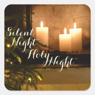 "Silent Night Holy Night" Beloved Christmas Carol Square Sticker