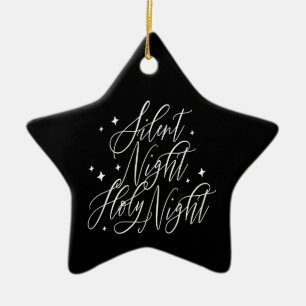 Silent Night Holy Night Black Christmas Star Ceramic Ornament