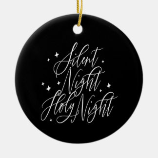 Silent Night Holy Night Christmas Black Round Ceramic Ornament