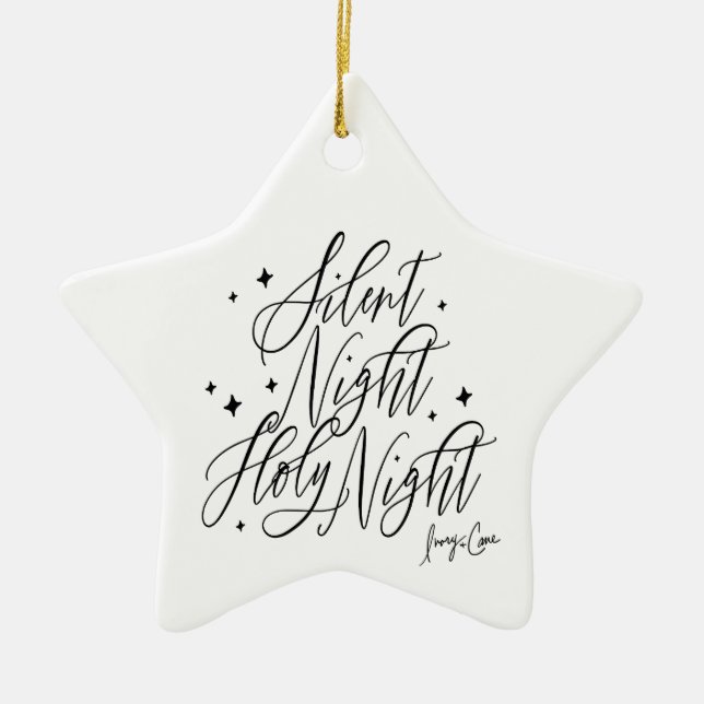 Silent Night Holy Night Christmas Star Ornament (Front)