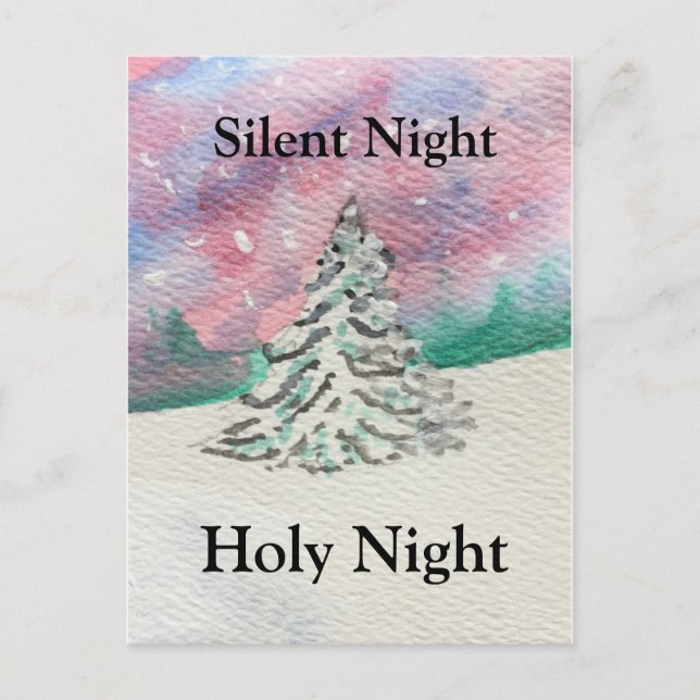 Silent Night Holy Night Christmas Tree Postcard (Front)